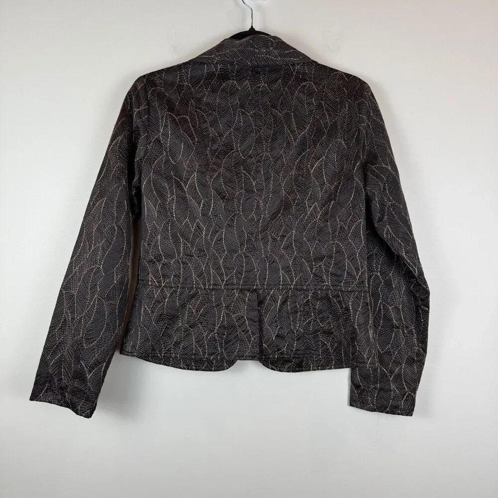 Chico's Blazer Jacket Womens 0 S Black Open Front Long Sleeve Mature Career Work